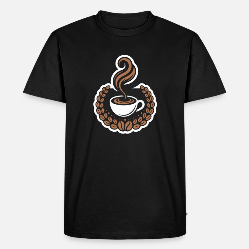 Caffeine Design Coffee Artwork Coffee - Männer Premium Bio T-Shirt - Schwarz