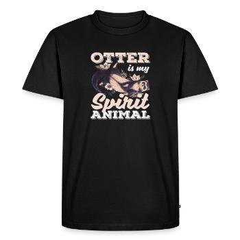 Sea Otter Cartoon Spirtit Animal Lover - Men's Premium Organic T-Shirt - black - Front - Nico (187cm)