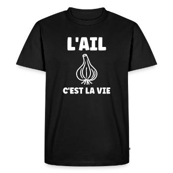 L'ail c'est la vie - T-shirt Premium bio Homme - noir - Devant - Nico (187cm)