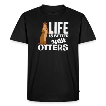 Les loutres de mer vivent mieux - T-shirt Premium bio Homme - noir - Devant - Nico (187cm)