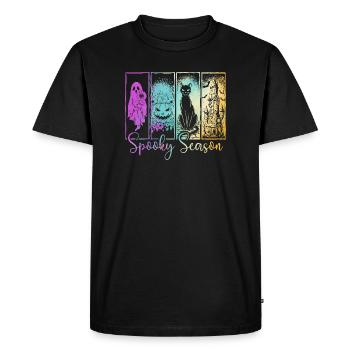 Saison effrayante — Vibrations hantées de fantômes et de citrouilles - T-shirt Premium bio Homme - noir - Devant - Nico (187cm)