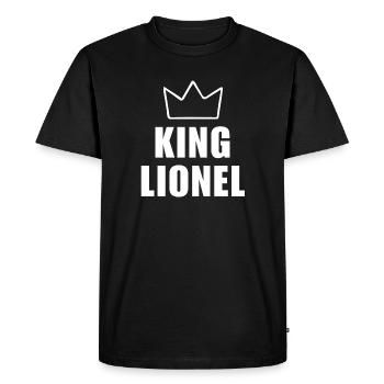 Lionel Nom avec Lettre L - Chemise Couronne Roi - T-shirt Premium bio Homme - noir - Devant - Nico (187cm)