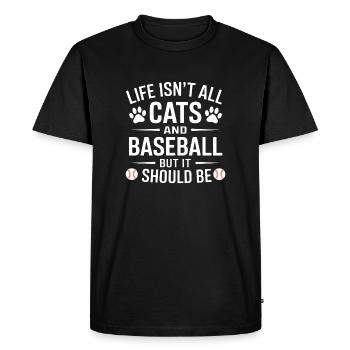 Baseball Saying Cats Funny Baseball Gift - Men's Premium Organic T-Shirt - black - Front - Nico (187cm)