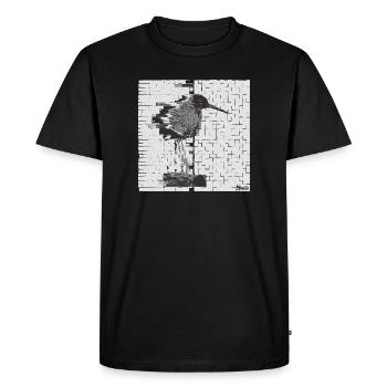 Chevalier gambette (Tringa totanus) Glitch Noir - T-shirt Premium bio Homme - noir - Devant - Nico (187cm)