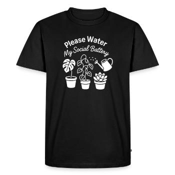 Please Water My Social Battery - Men's Premium Organic T-Shirt - black - Front - Nico (187cm)