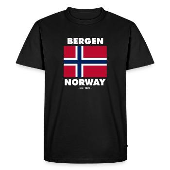 Norway Flag - Bergen - Norge - Norwegen - Men's Premium Organic T-Shirt - black - Front - Nico (187cm)