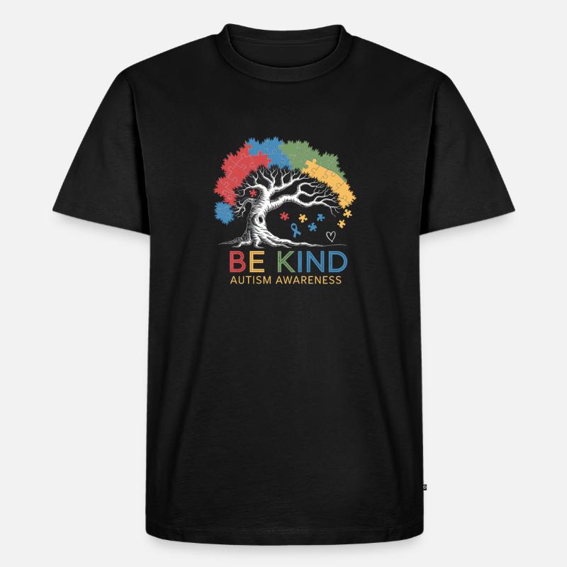 Be Kind Autism Bewusstsein Baum Puzzle - Männer Premium Bio T-Shirt - Schwarz