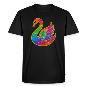 Arc en ciel pailleté cygne mère - T-shirt Premium bio Homme - noir - Devant - Nico (187cm)