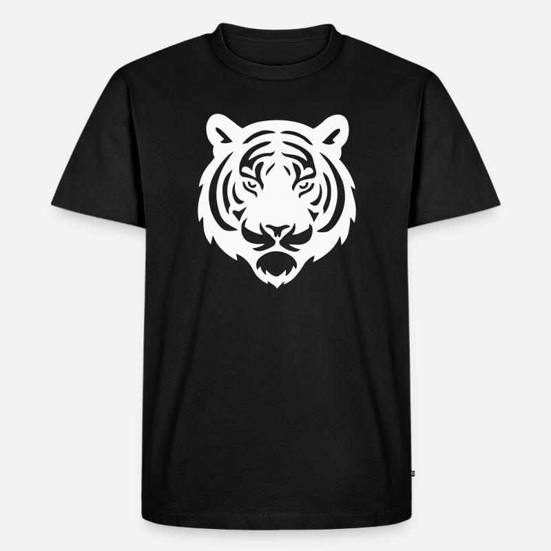 Tiger Kopf Silhouette - Männer Premium Bio T-Shirt - Schwarz