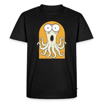 Poulpe surprise sur orange - T-shirt Premium bio Homme - noir - Devant - Nico (187cm)