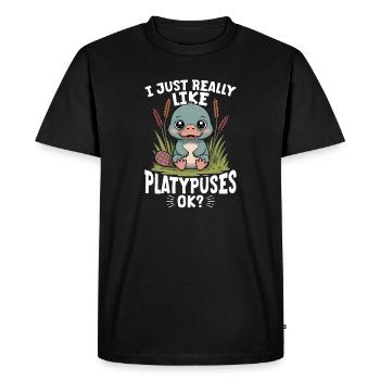 Esthétique amusante Kawaii Platypus - T-shirt Premium bio Homme - noir - Devant - Nico (187cm)