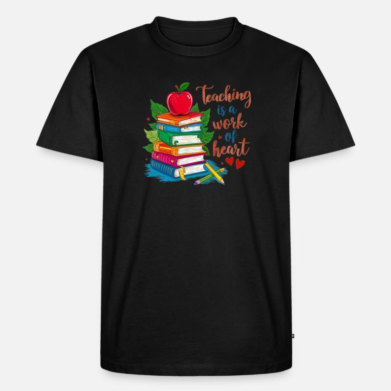 Lehrerin Bokstack und Hjärta - Männer Premium Bio T-Shirt - Schwarz