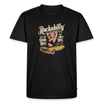 Rockabilly Let The Good Times Roll Retro - Men's Premium Organic T-Shirt - black - Front - Nico (187cm)