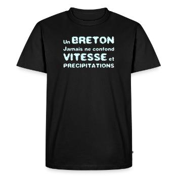A BRETON DOES NOT CONFUSE SPEED WITH PRECIPITATION - Men's Premium Organic T-Shirt - black - Front - Nico (187cm)
