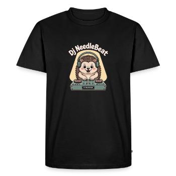 Dj NeedleBeat hedgehog DJ with headphones at the podium - Men's Premium Organic T-Shirt - black - Front - Nico (187cm)