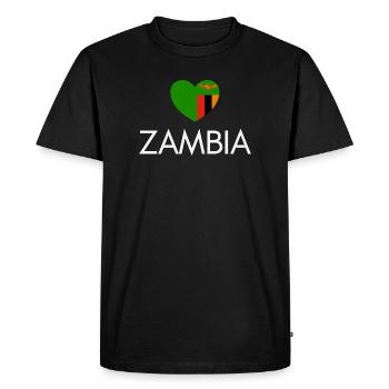 Heart with Zambian flag, I love Zambia - Men's Premium Organic T-Shirt - black - Front - Nico (187cm)