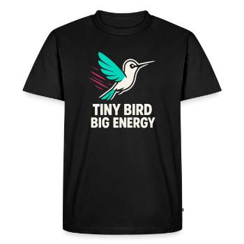 Funny Hummingbird Mem Tiny Bird Big Energy - Men's Premium Organic T-Shirt - black - Front - Nico (187cm)