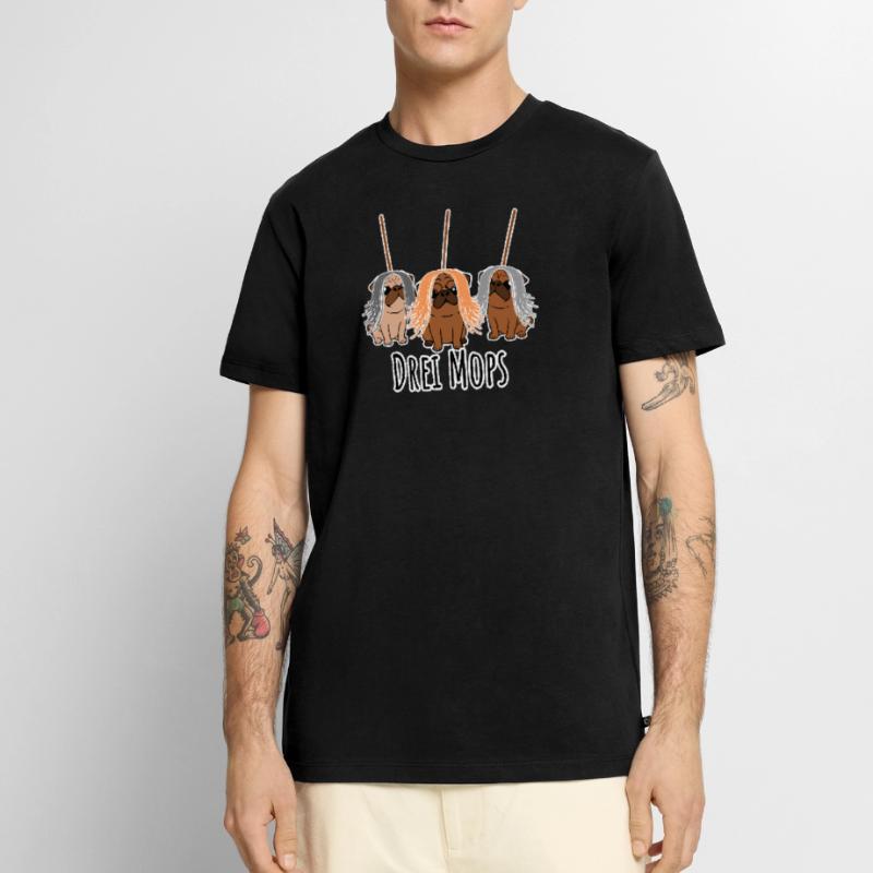 Zwei Mops - Hunde oder Putzgeräte? Hunde Humor? Männer Premium Bio T-Shirt