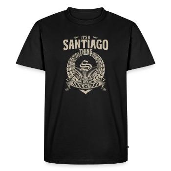 Santiago Crest Tee - Men's Premium Organic T-Shirt - black - Front - Nico (187cm)