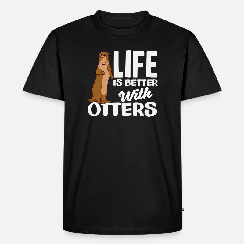 Seeotter Leben Besser - Männer Premium Bio T-Shirt - Schwarz