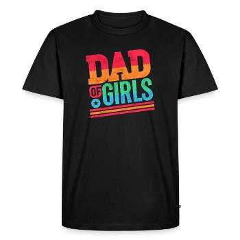 Dad of Girls Rainbow, Fathers  - Men's Premium Organic T-Shirt - black - Front - Nico (187cm)
