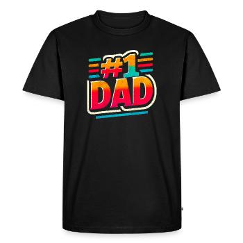 Number One Dad Rainbow Graphic, Fathers  - Men's Premium Organic T-Shirt - black - Front - Nico (187cm)