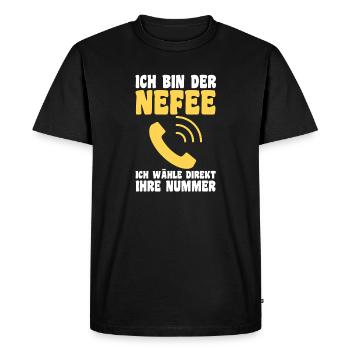 Motif familial neveu - T-shirt Premium bio Homme - noir - Devant - Nico (187cm)