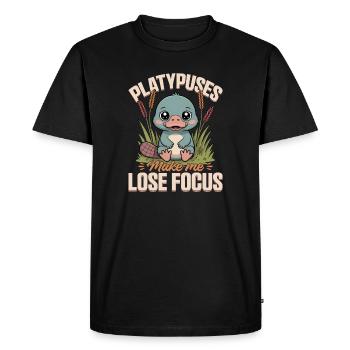 Esthétique amusante Kawaii Platypus - T-shirt Premium bio Homme - noir - Devant - Nico (187cm)