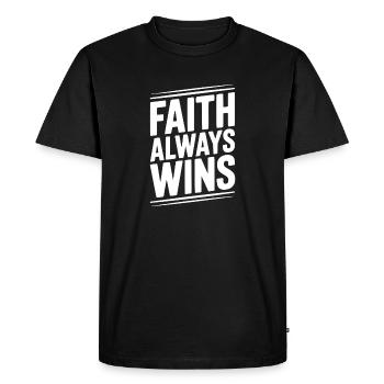La foi gagne toujours - T-shirt Premium bio Homme - noir - Devant - Nico (187cm)