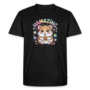 Hamazing Kawaii Hamster Seed Hearts - Men's Premium Organic T-Shirt - black - Front - Nico (187cm)
