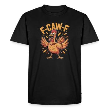 F-CAW-F Funny Angry Chicken Cartoon - Men's Premium Organic T-Shirt - black - Front - Nico (187cm)