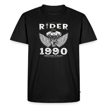 Cycliste depuis 1990 - 35 ans de route, d’huile et de carburant - T-shirt Premium bio Homme - noir - Devant - Nico (187cm)