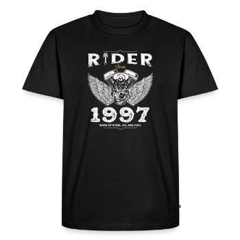 Rider Since 1997 - 28 Years of Speed & Adventure - Men's Premium Organic T-Shirt - black - Front - Nico (187cm)
