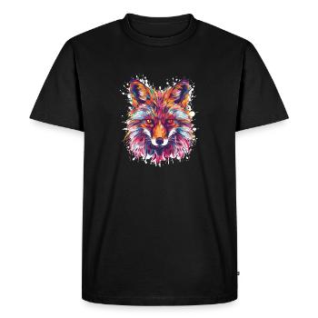 Renard Aquarelle - T-shirt Premium bio Homme - noir - Devant - Nico (187cm)