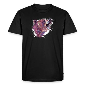 Neon Splash Bear Head - Men's Premium Organic T-Shirt - black - Front - Nico (187cm)