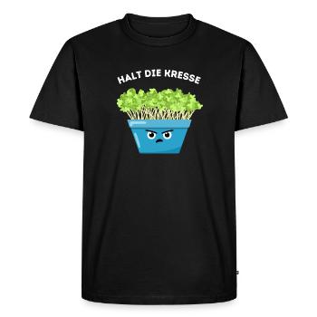Plant Humor – Hold the Cress - Men's Premium Organic T-Shirt - black - Front - Nico (187cm)