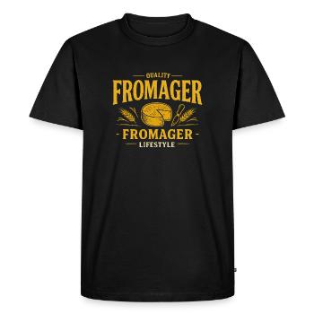 Fromager Quality Lifestyle cheese - Men's Premium Organic T-Shirt - black - Front - Nico (187cm)