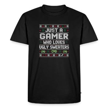 Ugly Christmas Gamer Weihnachten Zocker Gaming - Men's Premium Organic T-Shirt - black - Front - Nico (187cm)