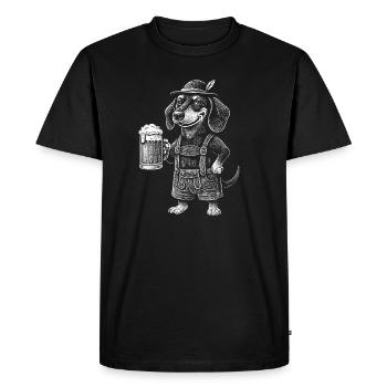 Dachshund Lederhosen Beer Bavarian Bavarian Traditional Costume - Men's Premium Organic T-Shirt - black - Front - Nico (187cm)