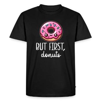Donut Kawaii D'abord les Donuts - T-shirt Premium bio Homme - noir - Devant - Nico (187cm)