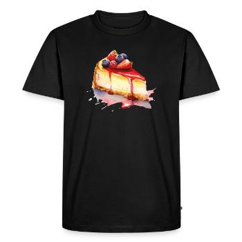 Gâteau au fromage Aquarelle Fruit Graphique - T-shirt Premium bio Homme - noir - Devant - Nico (187cm)