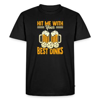 Pickleball Bière Paddleball Tournoi Dinkball - T-shirt Premium bio Homme - noir - Devant - Nico (187cm)