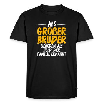 Né comme un grand frère, comme un héros de la famille - T-shirt Premium bio Homme - noir - Devant - Nico (187cm)