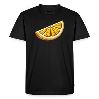 Bright cartoon orange slice - Men's Premium Organic T-Shirt - black - Front - Nico (187cm)