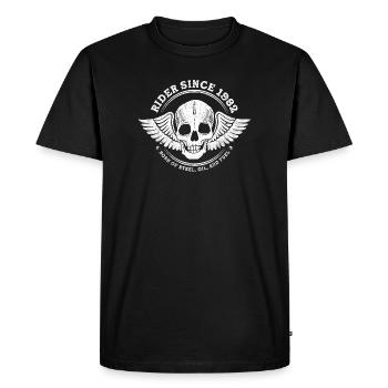 Rider depuis 1982 - 43 ans de vitesse, d’acier et de - T-shirt Premium bio Homme - noir - Devant - Nico (187cm)