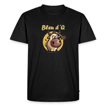 Drôle Vache Stupide Bleu d’Q Dessin animé - T-shirt Premium bio Homme - noir - Devant - Nico (187cm)