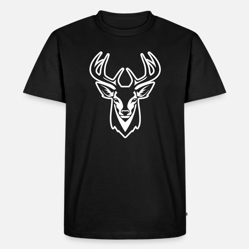 Hirsch Kopf - Männer Premium Bio T-Shirt - Schwarz