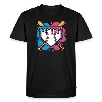 Baseball Home Plate Pink Blue Crossed Batters - Men's Premium Organic T-Shirt - black - Front - Nico (187cm)