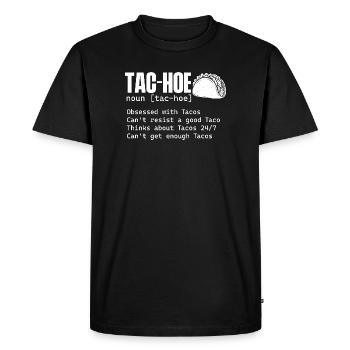 Tac Funny Taco Definition Humor - Men's Premium Organic T-Shirt - black - Front - Nico (187cm)
