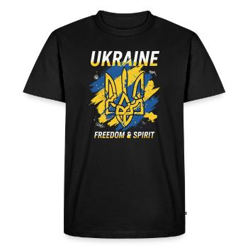 Ukraine Liberté Cimier Art - T-shirt Premium bio Homme - noir - Devant - Nico (187cm)